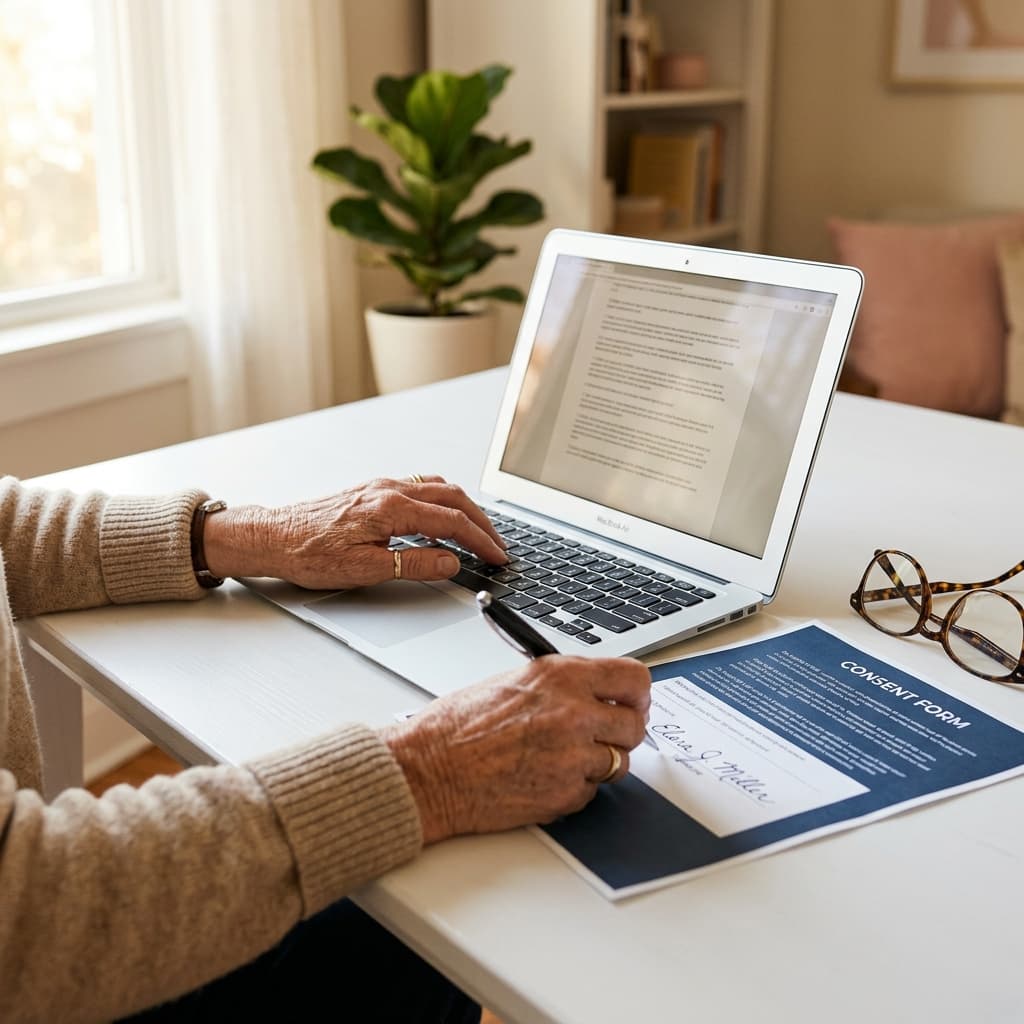 Senior enrolling in Medicare online