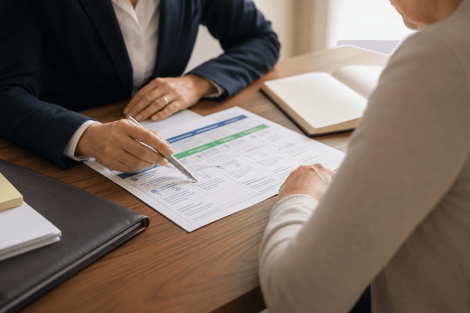 Agent helping a client